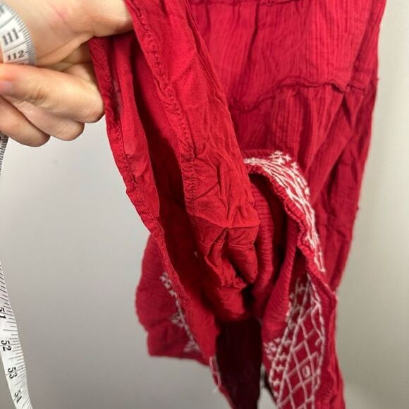 Knox Rose boho embroidered square neck ruffle shoulder tiered midi dress - Picture 9 of 13